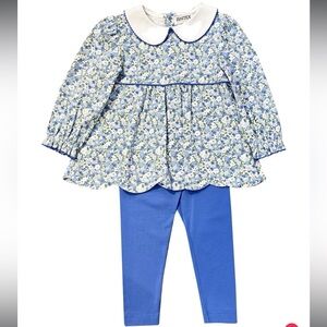 Floral Tunic with Blue Leggings